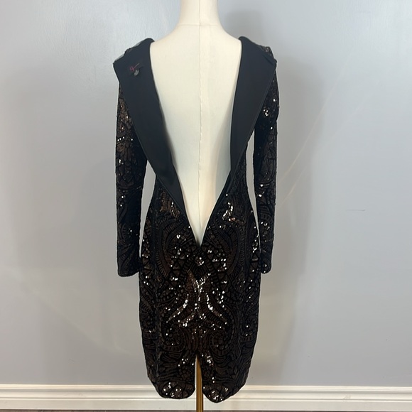 Aqua Black Dress with all over Gold Tone Sequins - Picture 13 of 17